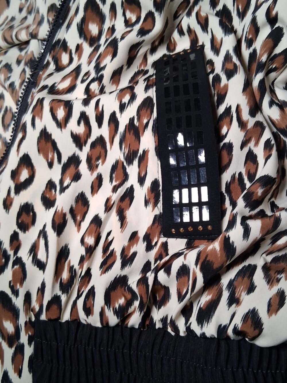 Vintage Just For Fun Jacket Small Cat Print Bling Oversized Leopard Lightweight - Picture 14 of 16